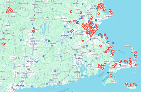 2026 Massachusetts Big Day Checklist Location Map