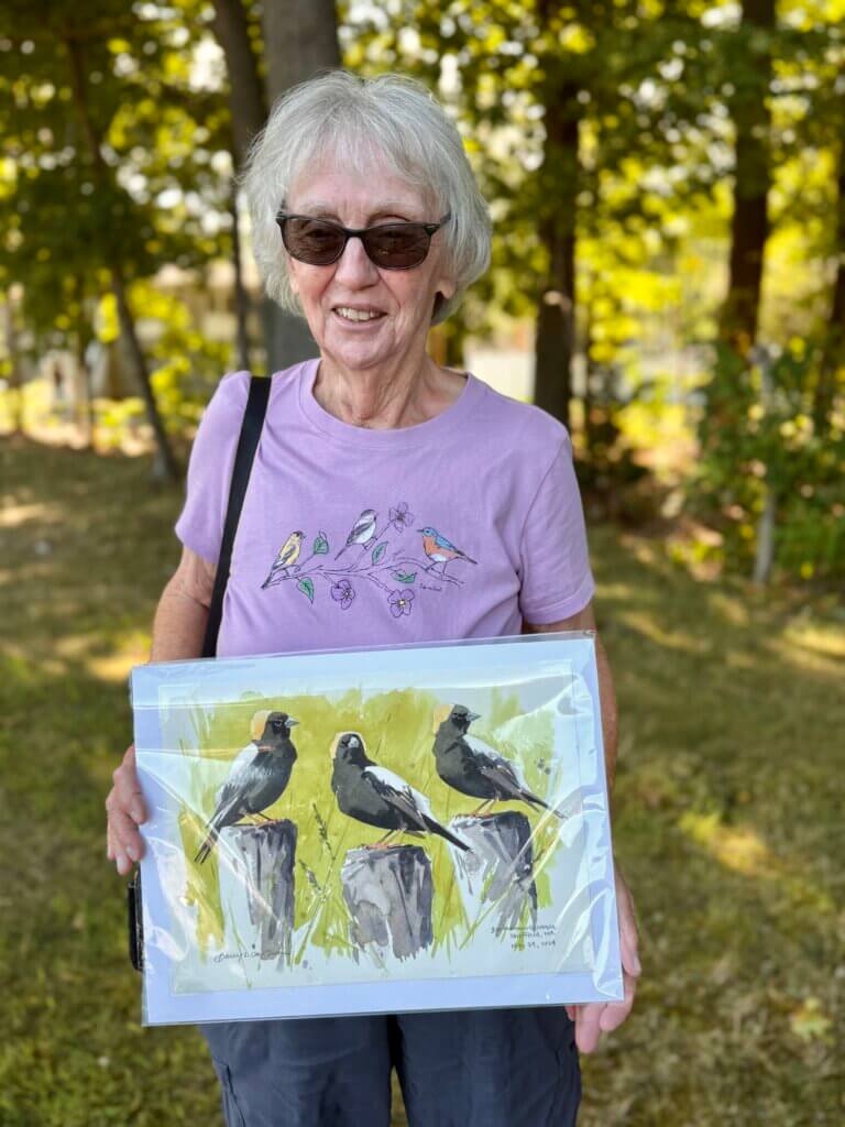 Ruth McNutt Winner of Barry Van Dusen Boblink Painting Raffle